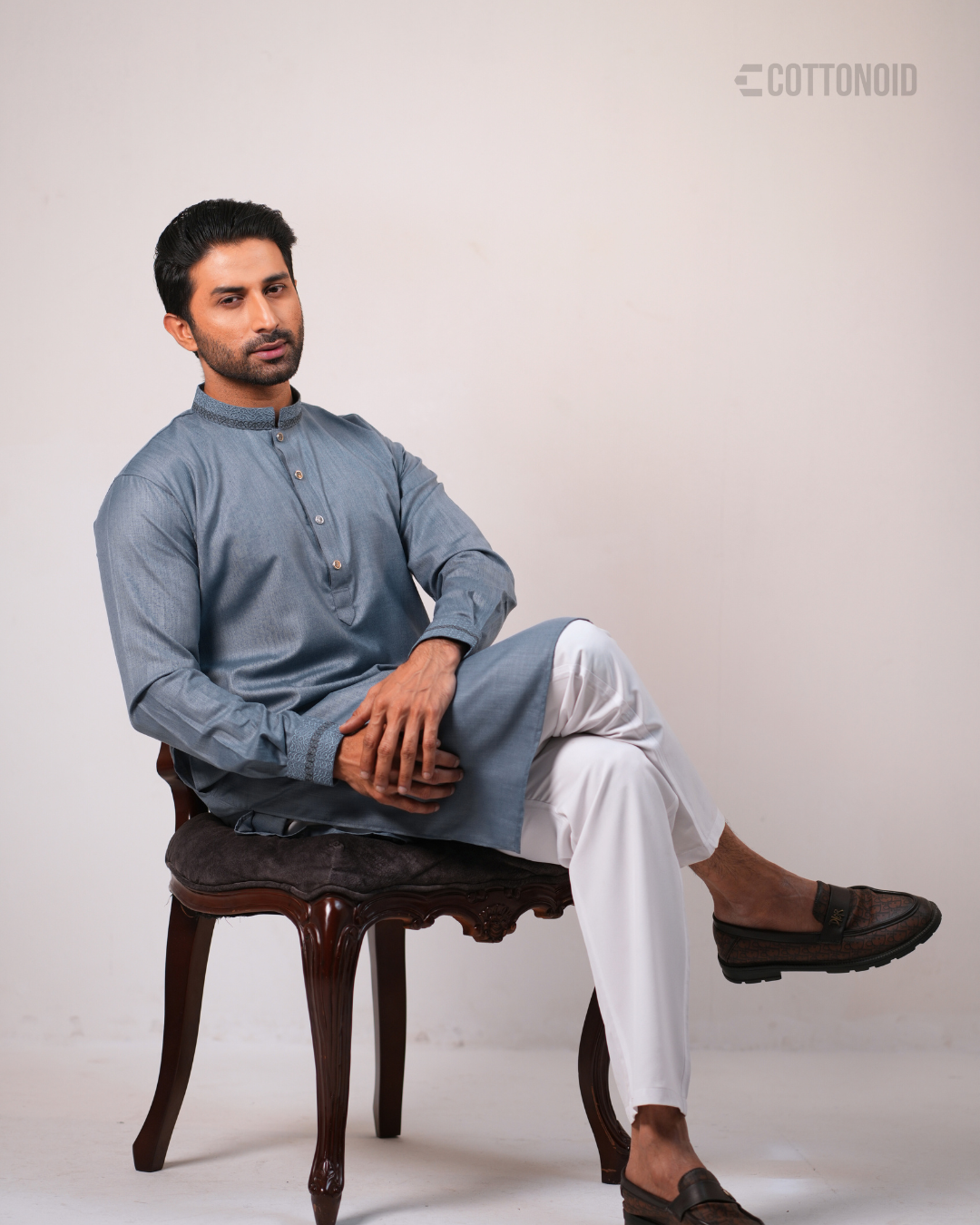 Ruqayyah Collection By Cottonoid- Blue Grey